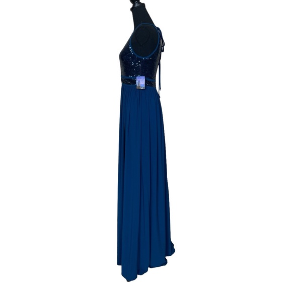 NWT Morgan & Co. Sequin A-Line Gown in Peacock Blue - Picture 6 of 15